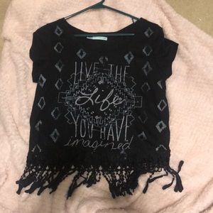 Black tee with tassels